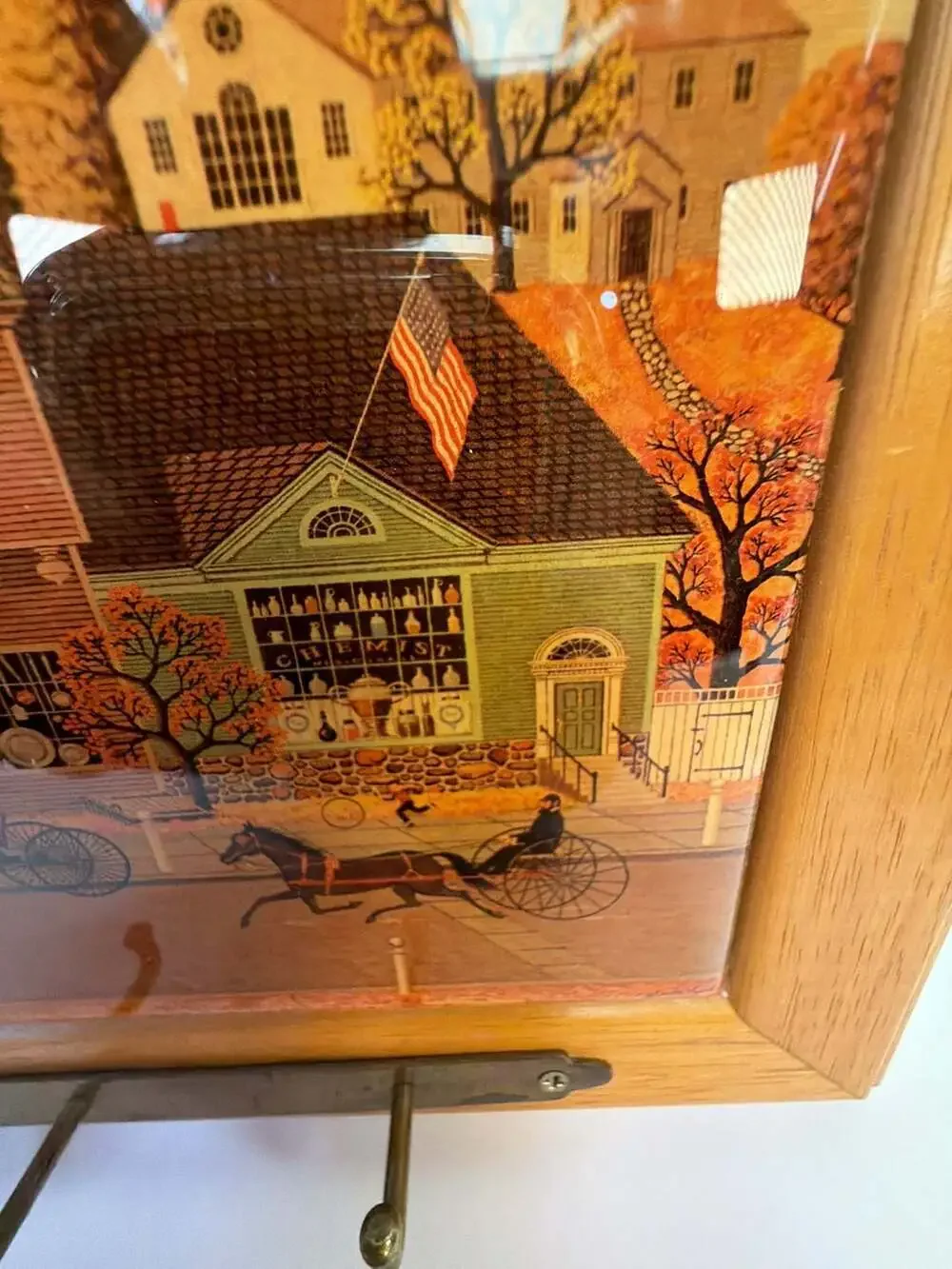 Charles Wysocki‎ Village Scene Wooden Wall Key Hook Holder
